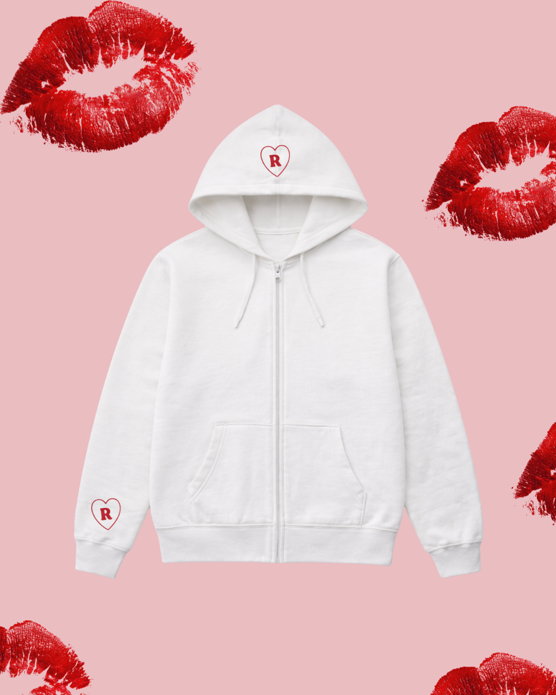 Kiss Me Classic White Zip Up Hoodie