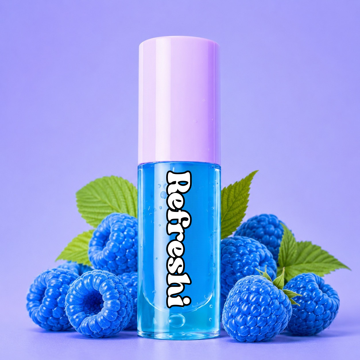 Huile à lèvres de framboise bleue