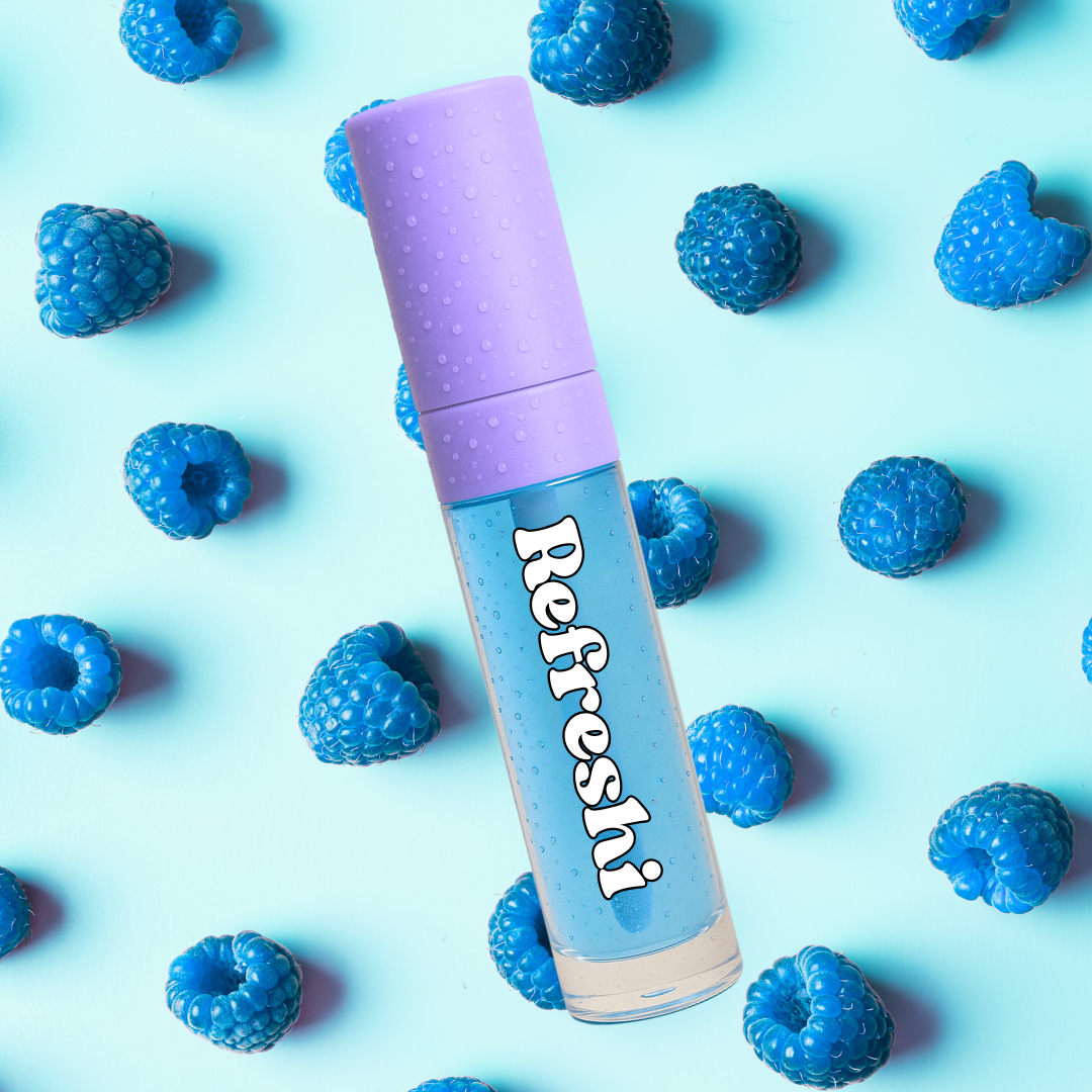 Brillant à lèvres framboise bleue – Refreshi Cosmétiques