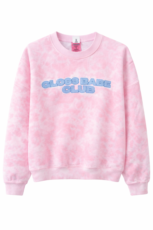 Pink Tie Dye Gloss Babe Club Crewneck
