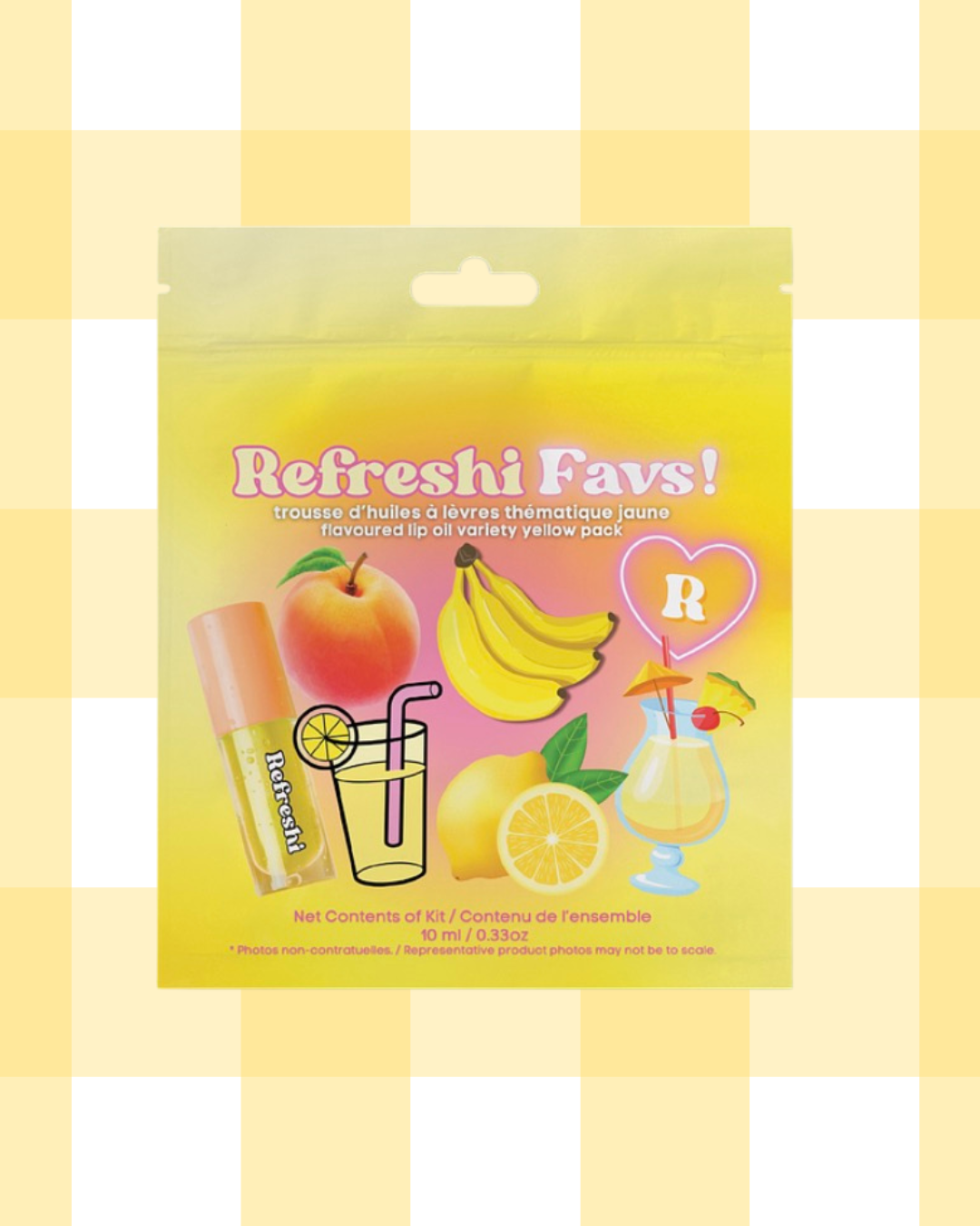 Refreshi Favs ! Trousse d'huile à lèvre jaune PDV